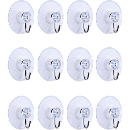 12pcs Clear Suction Cup Sucker Hooks Hanger Clothes T Window Hooks Bathroom Seamless Glass Door Punch-free Wall For Kitchen X6N5