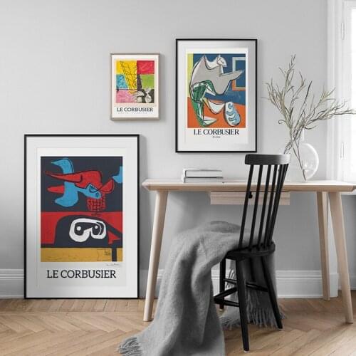 Le Corbusier Vintage Exhibition Poster Abstract Cubism Canvas Painting Museum Print Wall Art Picture Modern Unique Home Decor