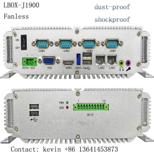Fanless Embedded industrial computer with intel celeron J1900 quad core processor 4GB ram 64GB SSD Mini PC