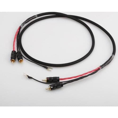 High Quality Audiocrast 2 RCA to 2 RCA ground U spade plug Audio Phono Tonearm Cable