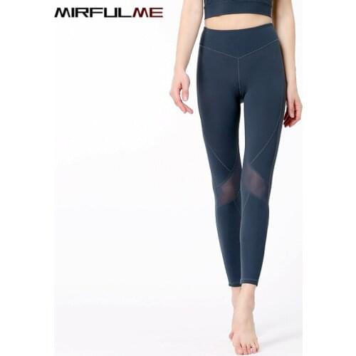 Women Sport Leggings High Waist Hip Lifting Yoga Pant Mesh Patchwork Gym Workout Leggings Slim Running Fitness Tight Active Wear