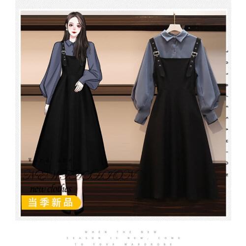 Dress Sets Women Plus Size 4XL Chic Fashion Elegant Office Lady Outfits 2 Piece Korean Fall Basic Simple Female Shirts Vestido