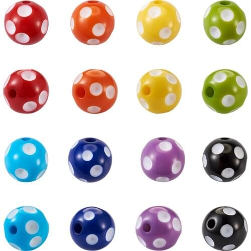 1 Box Chunky Bubblegum Opaque Acrylic Resin Beads Mixed Color Polka Dot Printed Bracelet Necklace Loose Bead DIY Jewelry Making