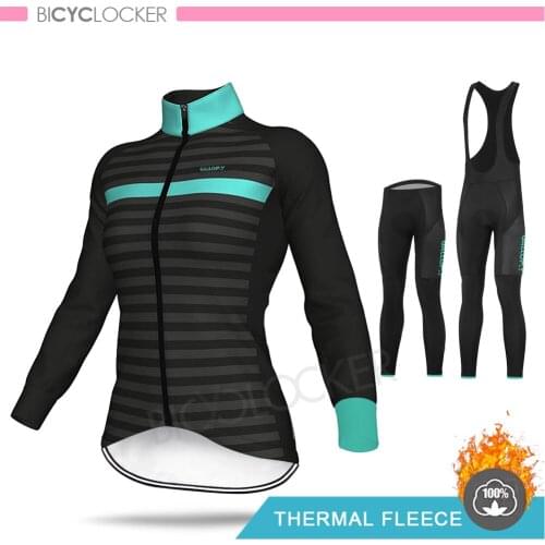 Winter Cycling Clothing Women Long Sleeve Jersey Set Thermal Fleece Mtb Team Custom Uniform Keep Warm Ropa Ciclismo Mujer 2020