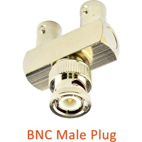 1Pcs BNC Male to Dual Female Splitter Connector 3-Way T Type 50 Ohm BNC Plug to Dual Jack Y Triple RF Coax Connector RF Adapter