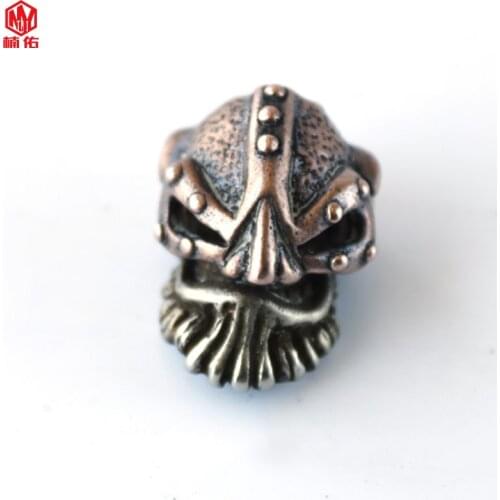 1PC EDC Paracord Beads Skull Pirate Spartan Red Copper Retro Brass Lanyard Pendants Knife Beads Umbrella Rope Cord Bead Pendant