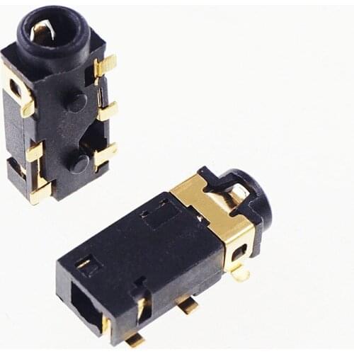 1000pcs Phone Jack Diameter 2.5mm 6 pin for 4 poles stereo audio plug SMT reflow solderable with locators DC30V 0.5A Rohs
