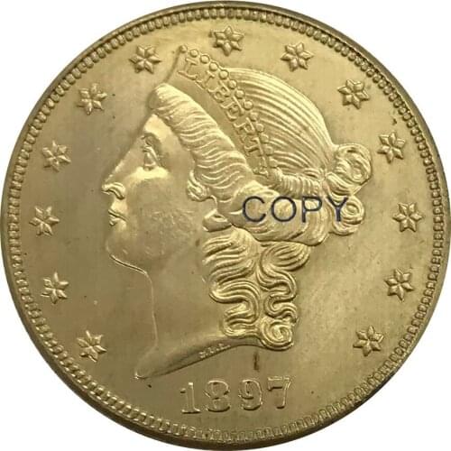 1897 S United States 20 Twenty Dollars Liberty Head Double Eagle with motto Gold coin Brass Collectibles Copy Coin