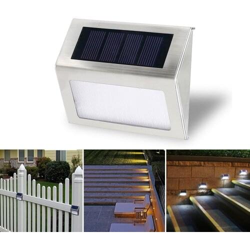 3LED Stainless Steel Solar Garden Light Lamps For Outdoor Illuminates Stairs Paths Deck Patio LED Solar Power Street Lighting