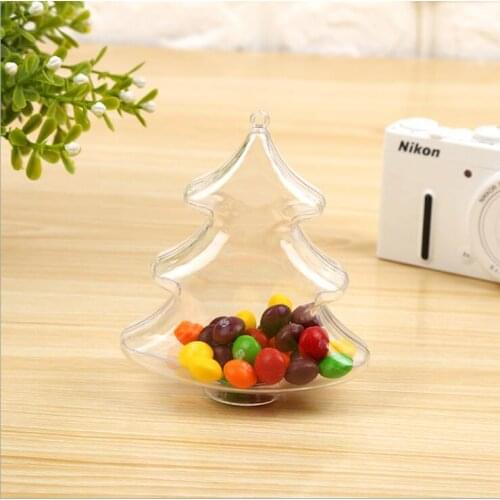 30 pcs Free Shipping Transparent Christmas Tree Candy Box Creative Wedding Decoration Cute Storage Plastic Bottles Party Pack