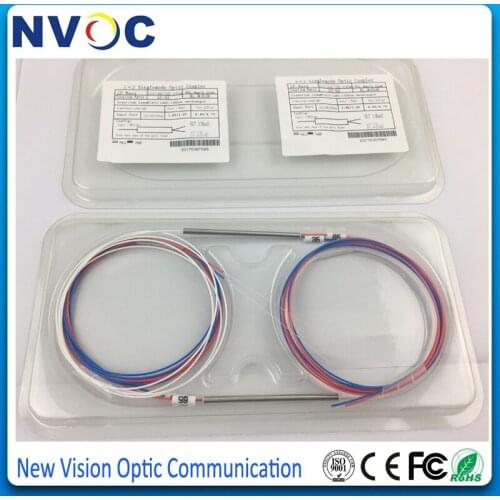 4Pcs/Lot,50/50,1X2 Steel Tube FBT Fiber Coupler/1*2 Fiber Optic Splitter,SM,Single Window,1310 or 1550nm,0.9mm,1M,No Conector