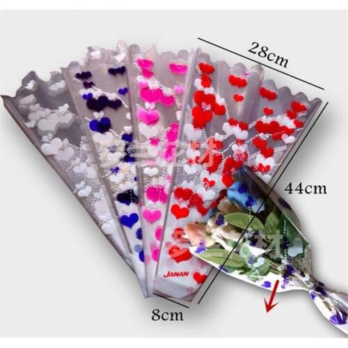 50pcs Plastic Opp Bag Floral Packaging Materials Accessory Transparency Rose Single Flower Bag Bouquet Wrapping Paper