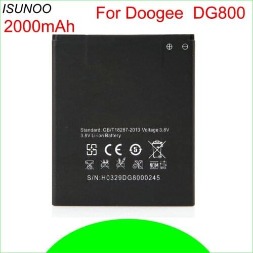 ISUNOO 5pcs/lot DG800 Battery For Doogee DG 800 2000mAh 100% Brand New Phone Batteries for Doogee Valencia DG800 Bateria