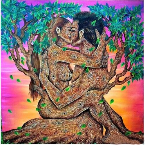 5D DIY Diamond Embroidery abstract couple tree kiss Diamond Painting fantasy lovers Cross Stitch Rhinestone bedroom decoration