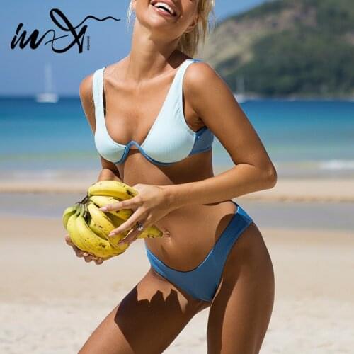 In-X Underwired bikinis 2021 mujer Color block swimwear female Patchwork swimwear female High cut 2 pieces set Sexy bathing suit