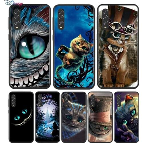 Black Soft Alice in Wonderland Cat For Samsung Galaxy A90 A80 A70 A70S A60 A50 A40 A30 A30S A20S A20E A10 A10E Phone Case