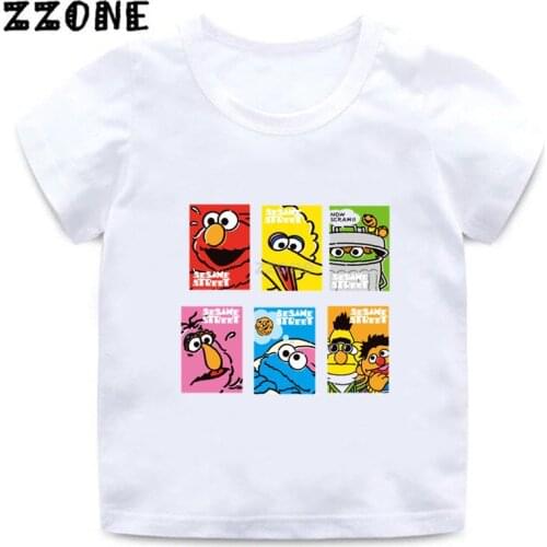 Boys and Girls The Sesame Street Cartoon Print T shirt Kids Cookie Monster and Elmo Funny Clothes Baby Summer T-shirt