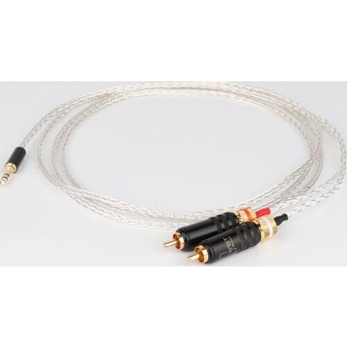 Hi-end 99.988% 5N OFC Silver plated Cable hifi 3.5mm male to 2 RCA audio interconnect cable