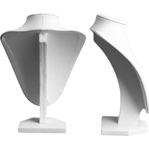 Faux Leather Mannequin Jewelry Necklace Display Holder Neck Bust Stand Showcase R58E