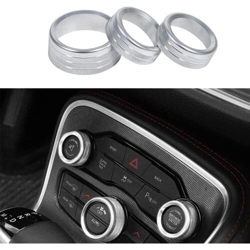 Air Conditioning Volume Radio Button Knob Cover For Dodge Challenger Charger Accessories Car Radio Decoration 2015-2021