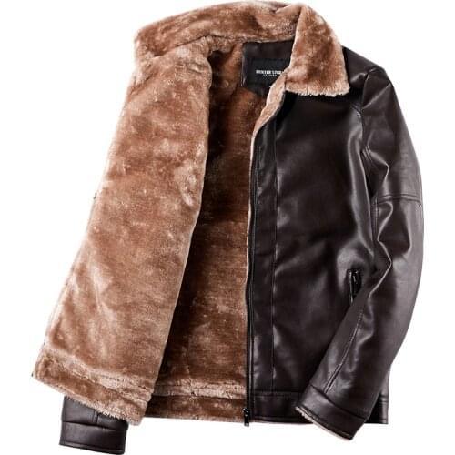 Winter Leather Jacket Men Fleece Thick Warm Coat Male Motorcycle Jacket Faux PU Leather Casual Fashion Jaqueta De Couro M-3XL