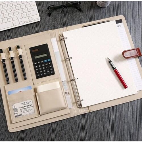 Multifunctional Folder Loose-Leaf Business Clip Insert Pen Calculator Card Package Office Supplies Notebook Stationery Accessory