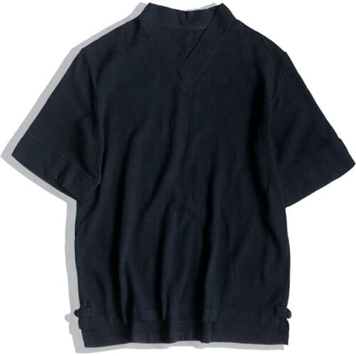 2021 Men Solid V-Neck T-Shirts Printing Mens Cotton Linen Summer Tees Loose T-shirt Male Clothing Harajuku Style Big Size 5XL