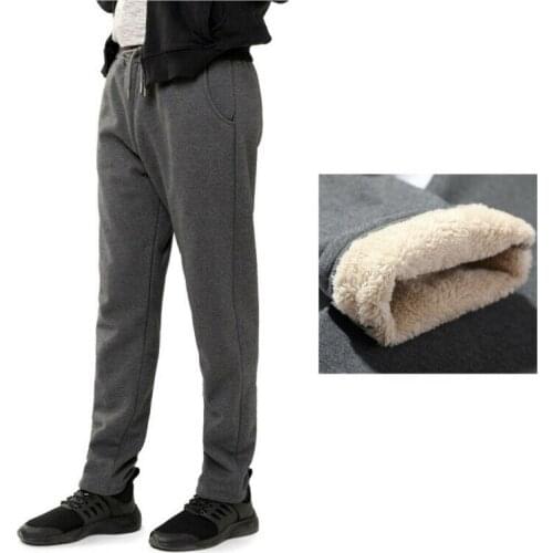 2021 Hot Men Winter Pants Joggers Trousers Thicken Sherpa Lining Fleece Casual Warm Keep Warm Large Size Loose Straight Tube New