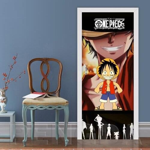 Home Decoration Decal Door 2 Pcs One Piece Luffy PVC Waterproof Art 3D Print Sticker Self Adhesive Diy Paper for Bedroom Sticker