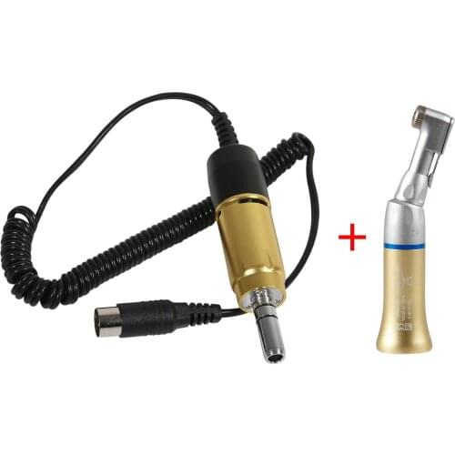 Dental Lab Marathon 35K RPM Electric Standard E-type Micro Motor & Contra Angle Handpiece Gold Color