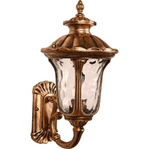 European Outdoor waterproof Gate Wall Lamps Red Bronze Villa Landscape Outside Clear Glass Shade Corridor Hallway Wall Sconces
