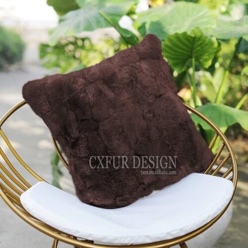 Free Shipping CX-D-22K Patchwork Rabbit Fur Pillow Genuine Rex Rabbit Fur Cushion Cover