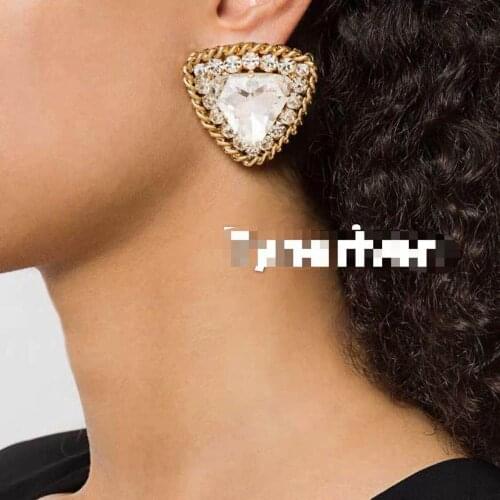 New Arrival Crystal Triangle Charms Stud Earrings For Women Jewelry Fashion Holiday Girls' Collection Earring Accessories