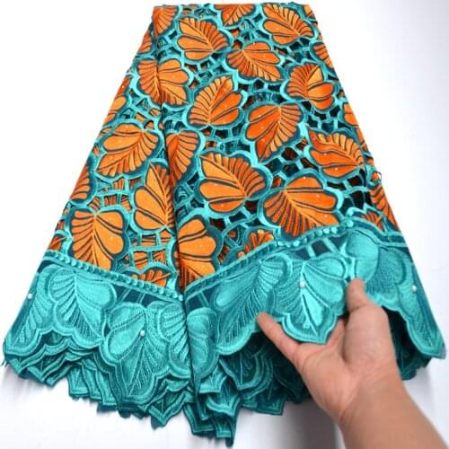 New arrivals orange high quality handcut African Fabric lace for wedding 100% Cotton Swiss Voile Lace-N8811