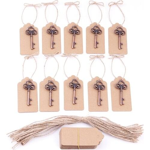 50pcs DIY Wedding Decoration Vintage Key Bottle Opener with Personalized Name or Thank You Paper Tags Wedding Favors and Gifts