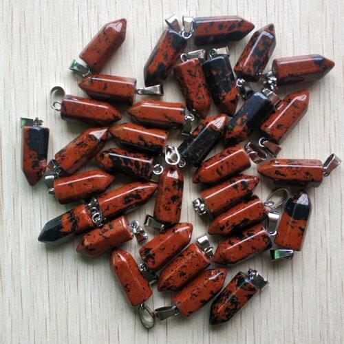 50pcs/lot Wholesale fashion good quality natural golden swan stone hexagonal pillar charms pendants for jewelry making free