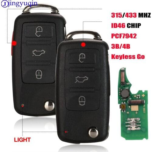 Jingyuqin Remote 315/433mhz id46 pcf7942 Control Folding Car Key For VW Polo Golf MK6 Tiguan Touareg ... 202AD 202H 202Q