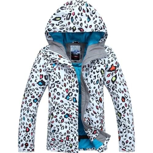 Clearance Sale Womens Leopard Print Ski Jacket With Powder Skirt Female Trekking Snowboarding Parka Coat Lady Waterproof Skiwear