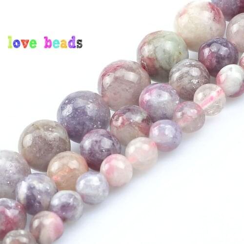 6/8/10mm Natural Red Tourmaline Beads Multicolor Gems Round Loose Stone Beads for Jewelry Making DIY Bracelet Accessories 15inch