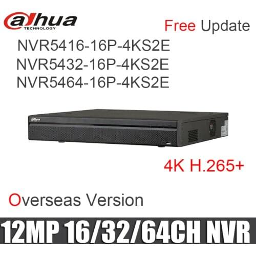 Dahua NVR5416-16P-4KS2E NVR5432-16P-4KS2E NVR5464-16P-4KS2E NVR 16PoE ports 4K&H.265 16/32/64 Channel Network Video Recorder