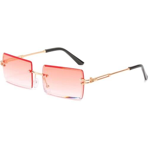Vintage Rimless Sunglasses Classic Retro Women Brand Designer Square Gradient Sun Glasses Shades Lens Frameless Eyeglasses