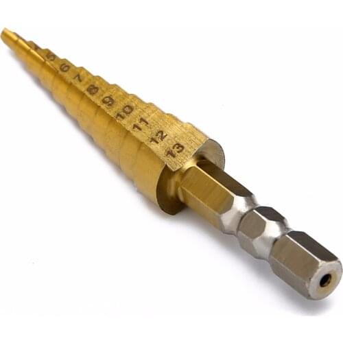 3-13mm HSS Titanium Coated Step Drill Bit Spiral Flute Power Tools for Metal High Speed Steel Wood Hole Cutter Cone Drill