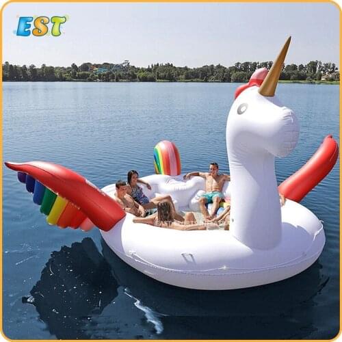 Crazy price! Inflatable Giant Pool Float Toys Island Unicorn Lake Beach Party Floating Boat Adult Air Mattresses