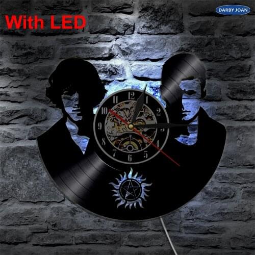Supernatural Handmade LED Vinyl Clock Silhouette Wall Light Remote Control Art Backlight Cool Living Room Color Changing