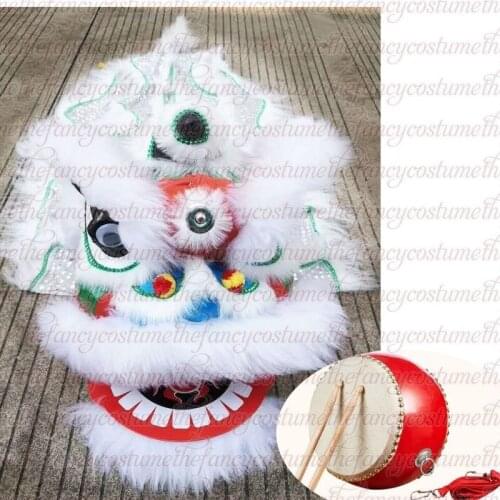 Solo Lion Dance Costume And Red Drum 5-9 Age Kid Children Play Party Performance Sport Outdoor Parade Parad Stage Mascot