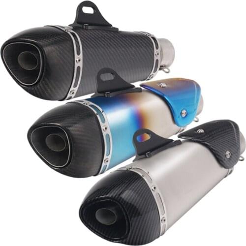 Universal Motorcycle Exhaust Tail Pipe With Muffler 51mm Diameter 350mm Length Stainless Steel And Carbon Fiber For Modified