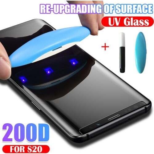 200D UV Liquid Glue Glass For Samsung Galaxy S20 S10 S8 S9 Plus Note 8 9 10 Plus S20 Ultra S7 E Tempered Glass Screen Protector