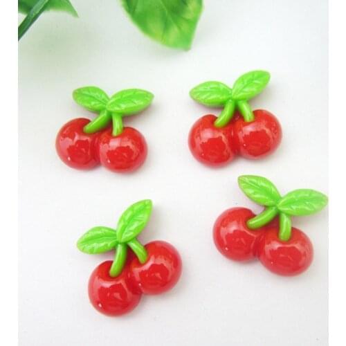 10pcs/lot hot sale red cherry Resin Flat Back Scrapbook Buttons Craft for DIY Craft 21*19mm