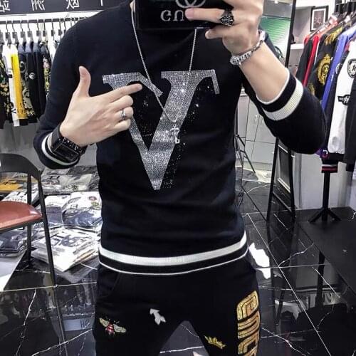 2021 new fashion brand mens sweater pullover letter slim pullover sweater winter