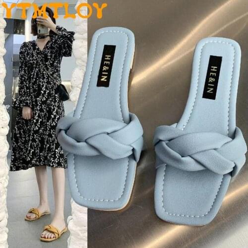 Size 36-43 Large Size Womens Shoes 41 New One-word Slippers Women Summer Wear Net Celebrity Fashion Casual Beach Sandals 43